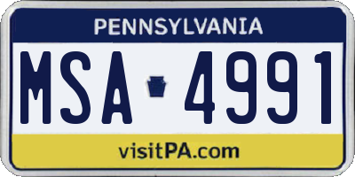 PA license plate MSA4991