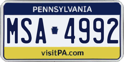 PA license plate MSA4992