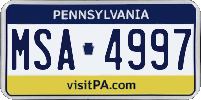 PA license plate MSA4997