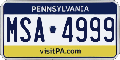 PA license plate MSA4999