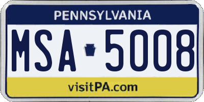 PA license plate MSA5008