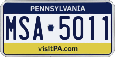 PA license plate MSA5011