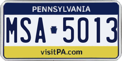 PA license plate MSA5013