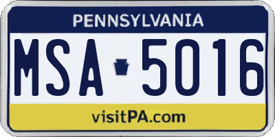 PA license plate MSA5016