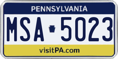 PA license plate MSA5023