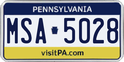 PA license plate MSA5028