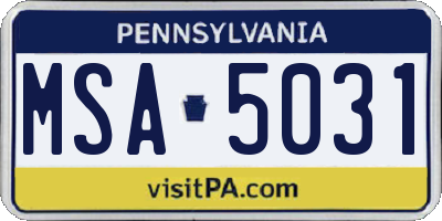 PA license plate MSA5031