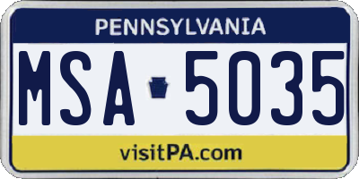 PA license plate MSA5035