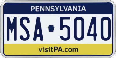 PA license plate MSA5040
