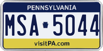 PA license plate MSA5044
