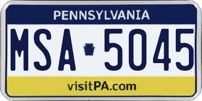 PA license plate MSA5045