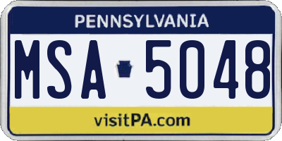PA license plate MSA5048