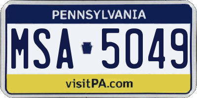 PA license plate MSA5049