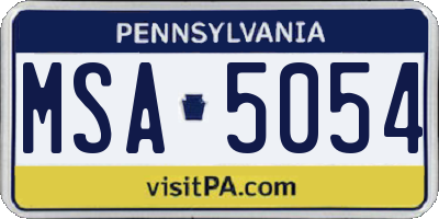 PA license plate MSA5054