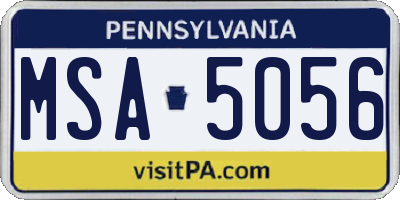 PA license plate MSA5056