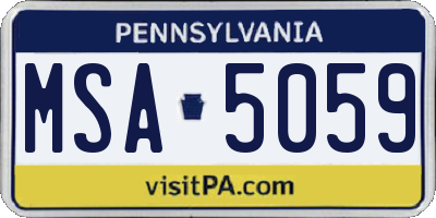 PA license plate MSA5059