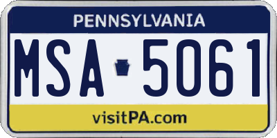 PA license plate MSA5061