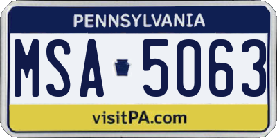 PA license plate MSA5063