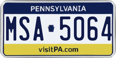 PA license plate MSA5064