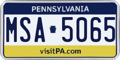 PA license plate MSA5065
