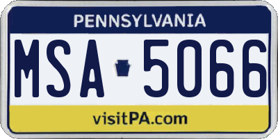 PA license plate MSA5066