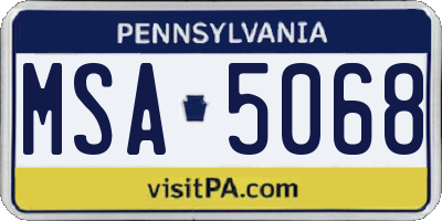PA license plate MSA5068