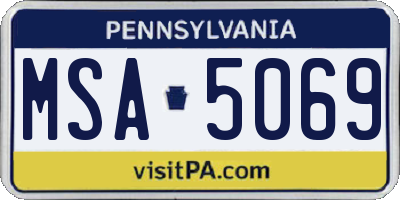 PA license plate MSA5069