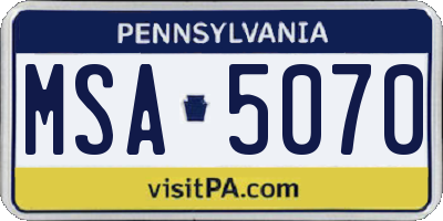 PA license plate MSA5070
