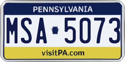 PA license plate MSA5073