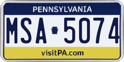 PA license plate MSA5074