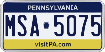 PA license plate MSA5075