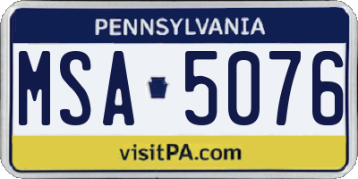 PA license plate MSA5076