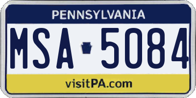 PA license plate MSA5084