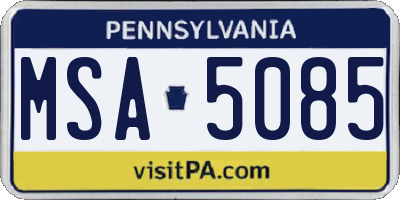 PA license plate MSA5085