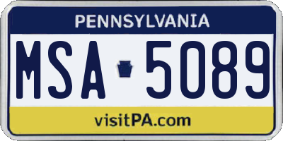 PA license plate MSA5089