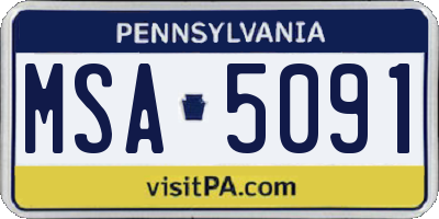PA license plate MSA5091