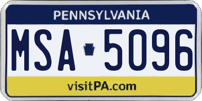 PA license plate MSA5096