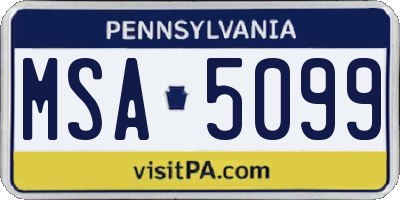PA license plate MSA5099