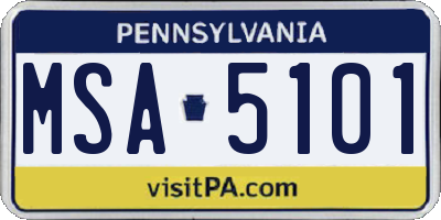 PA license plate MSA5101