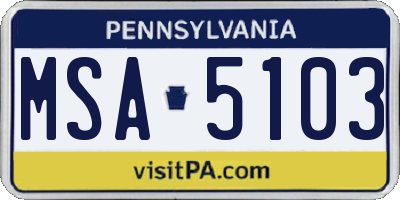 PA license plate MSA5103