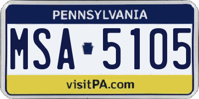 PA license plate MSA5105