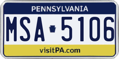 PA license plate MSA5106