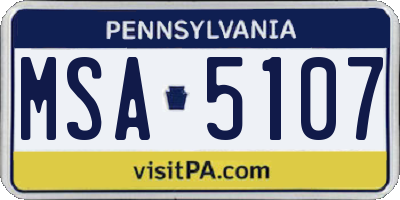 PA license plate MSA5107