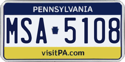 PA license plate MSA5108