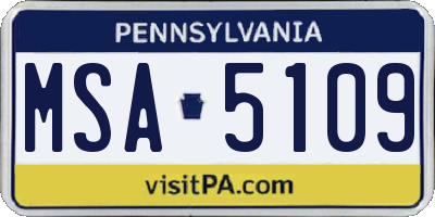 PA license plate MSA5109
