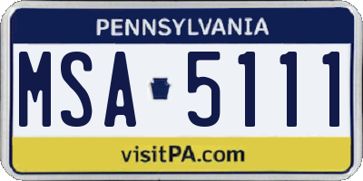 PA license plate MSA5111
