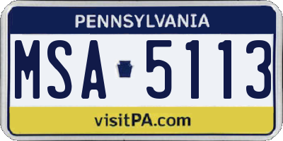 PA license plate MSA5113