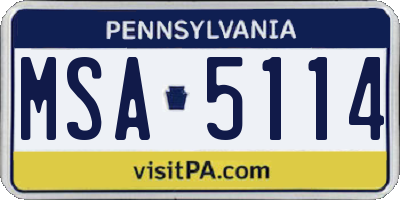 PA license plate MSA5114