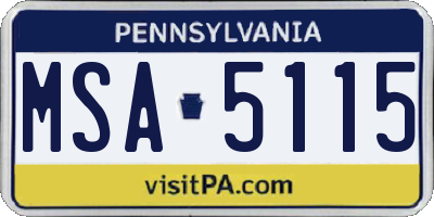 PA license plate MSA5115