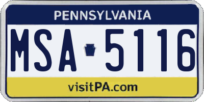 PA license plate MSA5116